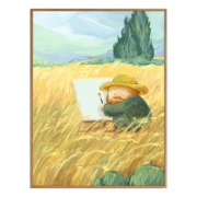 大美术馆（BigGallery）大艺术家装饰画 大橘子原创治愈插画新婚礼物 世界名画现代壁挂画 麦田里的梵高 30*40cm（含木纹框）