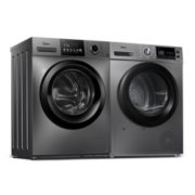 PLUS会员：Midea 美的 热泵式洗烘套装 MG100V33WY+ MH100VH03Y 银灰色