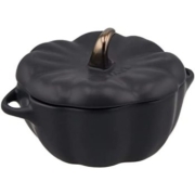 staub 珐宝 南瓜陶瓷锅 12厘米 黑色 耐热陶瓷 微波炉适用 Ceramic Pumpkin Cocotte 40508-548
