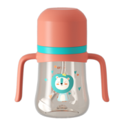 皇宠 儿童水杯PPSU学饮杯宝宝吸管杯直饮喝水喝奶婴儿奶瓶 橙240ML