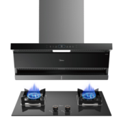 美的（Midea）抽油烟机燃气灶具家用顶侧双吸烟灶联动智控变频 大吸力超薄近吸 烟灶套装DL5+Q523L天然气