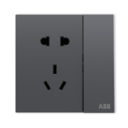 ABB 开关插座面板 盈致系列  无边框 86型五孔一开双控 可单独控制灯 灰色 5只装（预售款）