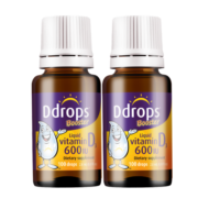 Ddrops 滴卓思 维生素D3滴剂 600IU 100滴 2.8ML*2瓶DD小滴瓶  1岁以上 加拿大进口