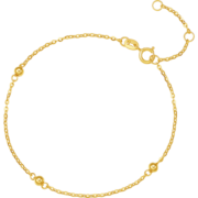 周六福（ZLF） 18K金手链圆珠女款彩金手链小金珠生日礼物 佳礼 16cm+尾链3cm