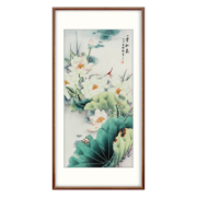 弘舍【手绘真迹】新中式玄关装饰画过道挂画走廊壁画国画荷花一堂和气 田园柚木  一堂和气 成品尺寸 宽80高150cm