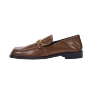 MANU ATELIER马努光面小羊皮奢侈品女鞋THE TAP LOAFERS系列咖啡色35