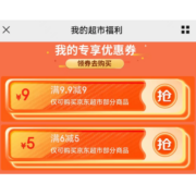 即享好券：京东 满9.9-9元 超市东券