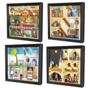 哲高积木壁画拼装场景休闲会所挂墙画创意摆件儿童玩具 打火石框内画-572PCS