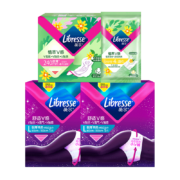 Libresse薇尔组合装卫生巾4盒10片（植萃日用240*4片+安睡裤L1*2片+私处湿巾4片）