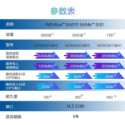 西部数据（WD）SN570/SN770 M.2接口 高速NVMe笔记本台式机SSD固态硬盘 蓝盘SN570 1T