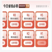 限用户：京东 满1.01-1元/99-2元/399-3元等多张支付券