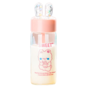 青苹果高颜值玻璃水杯 可携带 耐热玻璃 300ML 密封不漏水 粉色兔耳朵