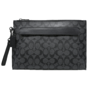 蔻驰（COACH）【官方直供】奢侈品男士中号手拿包灰黑色F29508CQBK