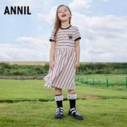 Annil 安奈儿 中大童条纹A字连衣裙（110~150码）3色