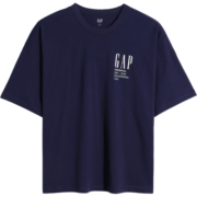 Gap【亲肤】男女装LOGO纯棉短袖T恤809026夏季情侣上衣潮 海军蓝 180/96A(M)