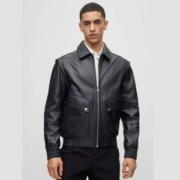 HUGO Hugo Boss 雨果博斯 Larvid 男士可拆卸衣袖羊皮夹克