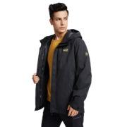 Jack Wolfskin狼爪三合一夹克男 套软壳内胆 秋冬新品防风保暖5012473 B 黑色6000 男装S码175/96A-欧码