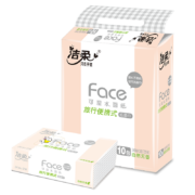 限地区，京喜特价，需抢券:洁柔抽纸 便携小方巾粉Face3层24抽面巾纸*10包 *2件