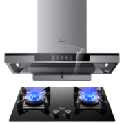 美的（Midea）家用顶吸抽油烟机燃气灶具 22立方大吸力 智能挥手 高压直喷洗 烟灶套装 T58P+Q330（天然气）