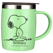 史努比（SNOOPY）带手柄不锈钢办公保温杯水杯420ML可爱杯子情侣杯 DP-5002 绿色