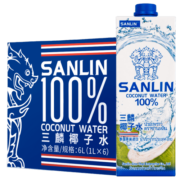 三麟100%椰子水 富含天然电解质 泰国进口NFC椰青果汁1L*6瓶 整箱