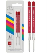 PARKER 派克 圆珠笔笔芯 | 中号笔尖 | 红色水流墨水 | 2 支装