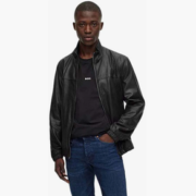 52码！BOSS Hugo Boss 雨果·博斯 Jasis 男士羊皮机车夹克50476955  直邮含税到手￥1583.36