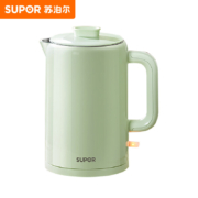 苏泊尔(SUPOR)电水壶1.5L大容量双层防烫304不锈钢内胆分离式上盖电热水壶烧水壶SW-15T109A绿
