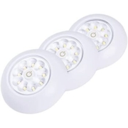 Fulcrum 30016-308 9 LED可随处使用的按压开关灯 3件装 白色 需配变压器