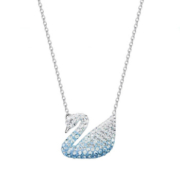 SWAROVSKI 施华洛世奇 人造仿水晶吊坠Swan渐变蓝色大号天鹅锁骨项链女5512095送礼物 渐变蓝色