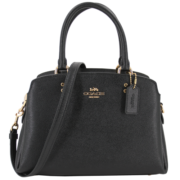 蔻驰（COACH）【官方直供】女士中号戴妃包单肩手提包黑色皮质91146IMBLK
