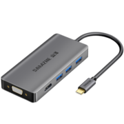 山泽 Type-C扩展坞USB-C转HDMI转接头VGA数据线 苹果电脑MacBookPro转换器 5合1【USB3.0*3+HDMI】VGA款