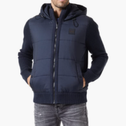 M码！BOSS Hugo Boss 雨果·博斯 Aberido 男士羊毛混纺拼接连帽保暖夹克50482526  直邮含税到手￥1097.76