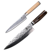 貝印（KAI）日本进口大马士革切肉菜刀 厨师刀+多用刀  旬刀2件套装