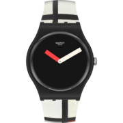 斯沃琪（Swatch）瑞士手表 SwatchXCentre Pompidou 红蓝白的构图 石英表SUOZ344