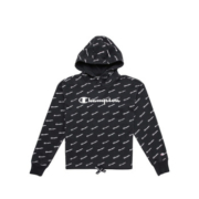 Champion 冠军 女士黑色连帽时尚品牌印花卫衣运动衫上衣111797-KL001