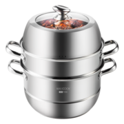 美厨（maxcook）蒸锅 304不锈钢30CM三层蒸锅 加厚复底汤锅 燃气电磁炉通用MCZ827