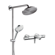 汉斯格雅（Hansgrohe）双飞雨240恒温带下出水分体式淋浴管圆顶喷花洒套装 分体式淋浴管