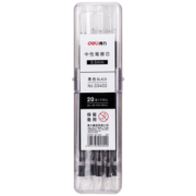 得力(deli)0.5mm中性笔芯签字笔水笔替芯 办公用品 子弹头黑色20支/桶33402
