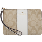 PLUS会员：COACH 蔻驰 奢侈品女士小号手拿包 卡其白色PVCF58035IMDQC