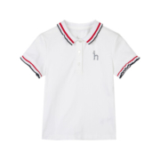 HAZZYS品牌哈吉斯童装女童polo衫夏季新品中大童花边翻领短袖T恤 本白 110cm