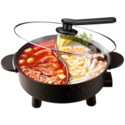 九阳（Joyoung）5L容量 1600W大火力 火锅专用锅 电火锅 电炒锅火锅锅  麦饭石色涂层不粘电煮锅 电热锅 HG50-G512
