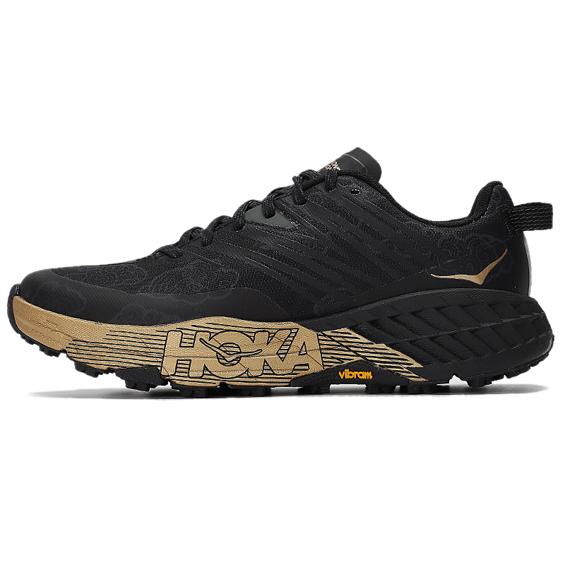HOKA ONE ONE跑鞋男鞋飞速羚羊4越野跑步鞋Speedgoat 4黑金运动鞋