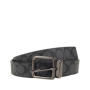 COACH 蔻驰 奢侈品 男士PVC配皮宽版腰带黑灰色 91283 QBMI5