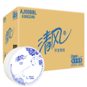 清风大卷纸3层180米12卷大盘纸厕所用卷筒卫生纸家用公用装AJ00BBL