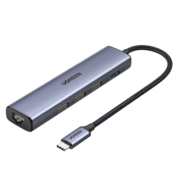 绿联 Type-C扩展坞 USB-C转HDMI拓展坞4K60Hz投屏千兆网线口转接头HUB分线器3.0 适用苹果笔记本转换器五合一