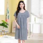 睡裙女夏季甜美可爱学生睡衣女士宽松圆领短袖棉绸少女家居服薄款