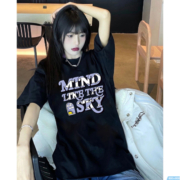 美式潮牌T恤女短袖夏季新款宽松高级感ins大码oversize情侣上衣
