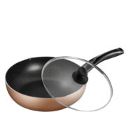 美的 炒锅不粘锅麦饭石色涂层锅炒菜锅煎炒锅 家用 香槟金28WOK302