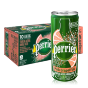 巴黎水（Perrier ）法国原装进口 西柚味气泡矿泉水 250ml*30罐 整箱装